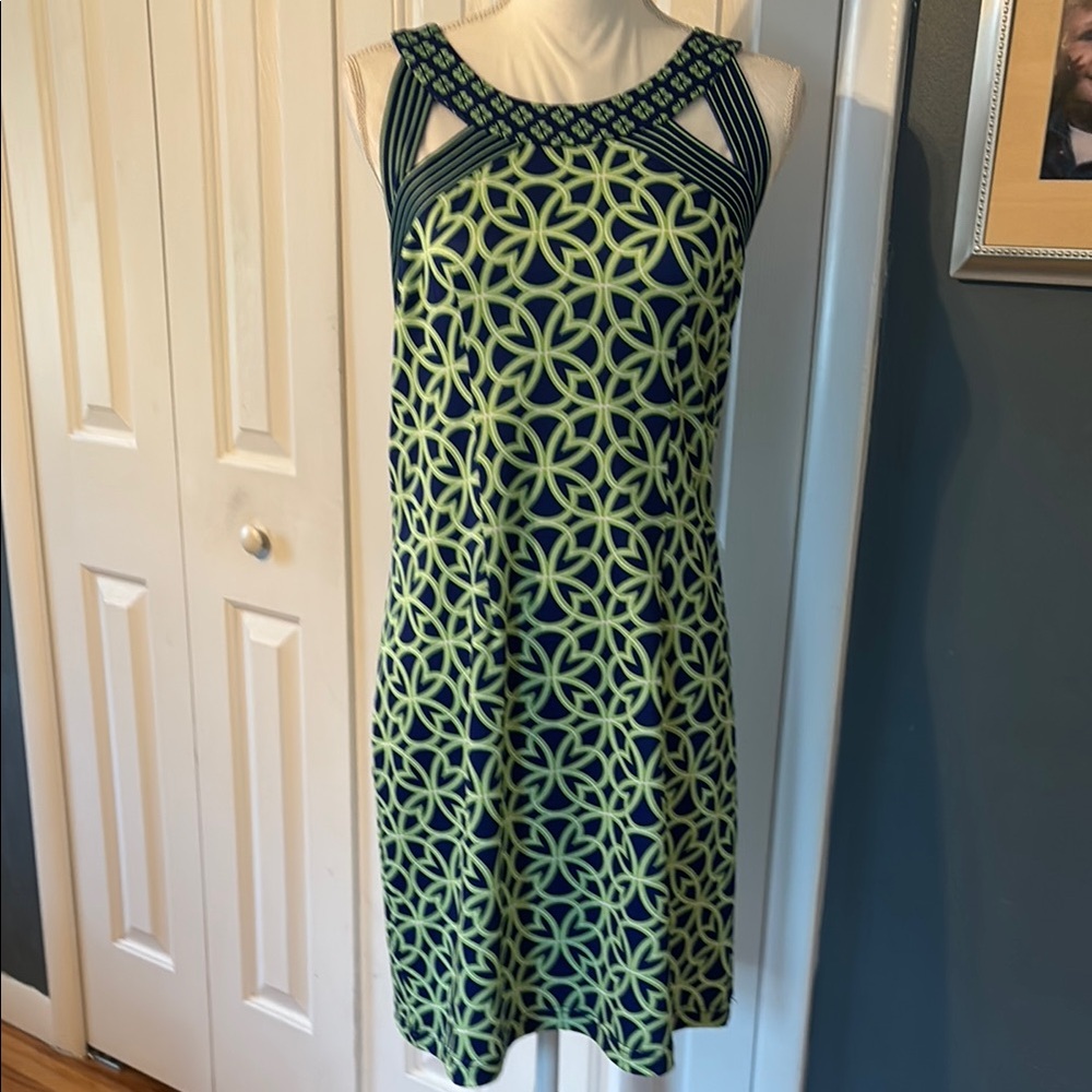 Gretchen Scott Blue and Green Patterned Dress